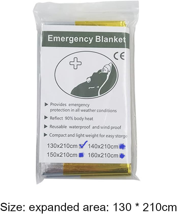Ghaith and Qalby Etmaan Emergency Blanket Thermal Foil First Aid Survival Blanket for Camping Hiking and Outdoor Activities