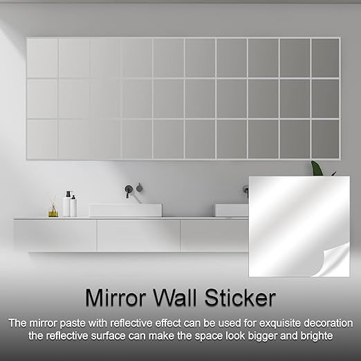 Ghaith and Qalby Etmaan Mirror Wall Sticker 40x100cm Self Adhesive Acrylic Flexible Shatter Resistant for Home Gym and Bedroom