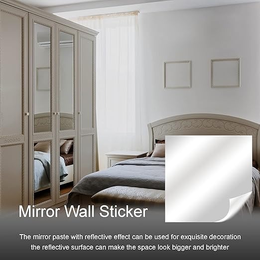 Ghaith and Qalby Etmaan Mirror Wall Sticker 40x100cm Self Adhesive Acrylic Flexible Shatter Resistant for Home Gym and Bedroom