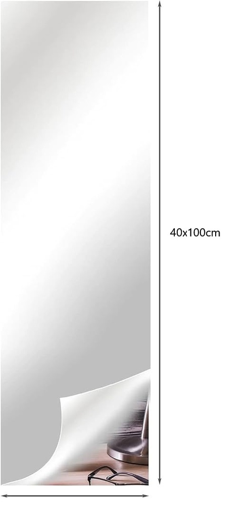 Ghaith and Qalby Etmaan Mirror Wall Sticker 40x100cm Self Adhesive Acrylic Flexible Shatter Resistant for Home Gym and Bedroom