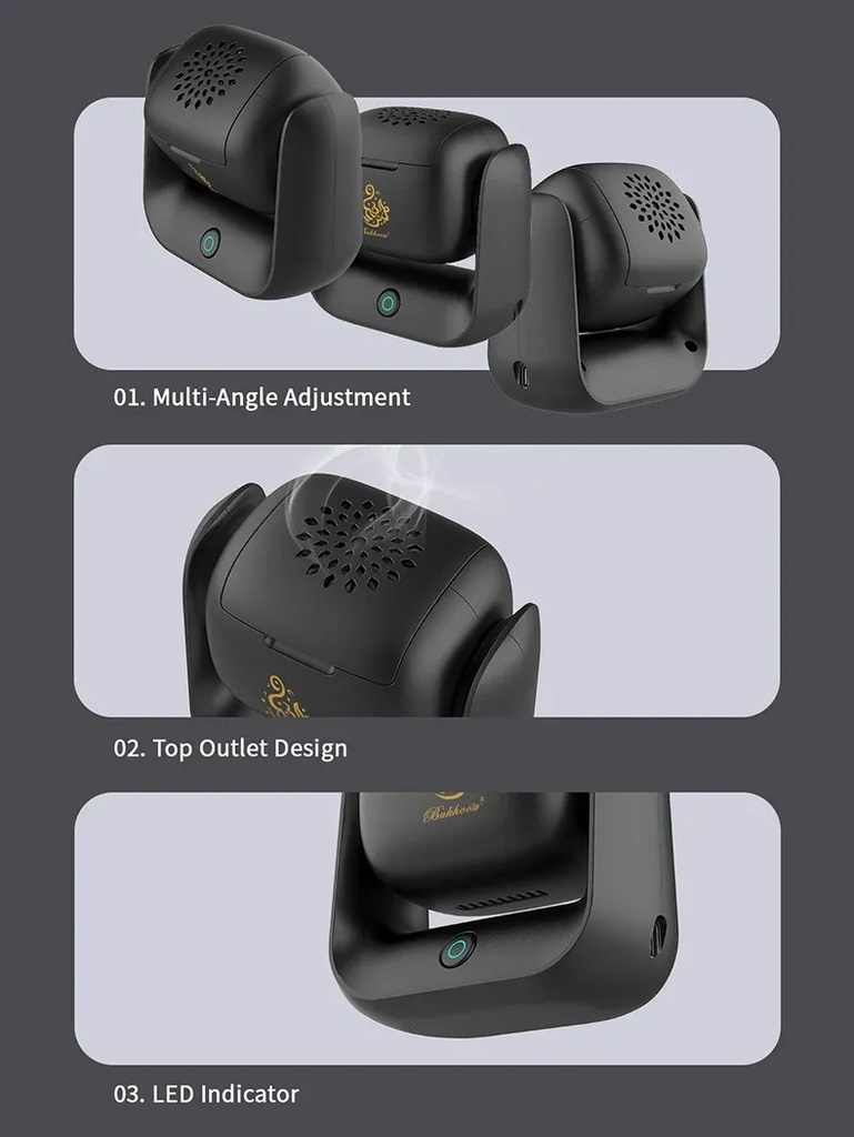 Ghaith and Qalby Etmaan Rotational Incense Burner Strong Fragrance LED Indicator Portable Fast Charging Long Battery Life