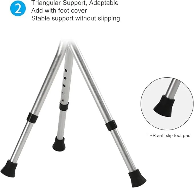 Ghaith and Qalby Etmaan Portable Folding Lightweight Adjustable Height Cane Chair for Elderly Anti Slip Sturdy Walking Stick with Seat