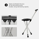 Ghaith and Qalby Etmaan Portable Folding Lightweight Adjustable Height Cane Chair for Elderly Anti Slip Sturdy Walking Stick with Seat