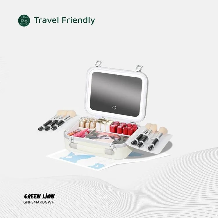 Green Lion Fest Makeup Bag with Lighted Mirror 72 LED Beads Touch Control 2000mAh Battery Adjustable Brightness Travel Friendly Water Resistant |GL-MR14||GNFSMAKBGPK|