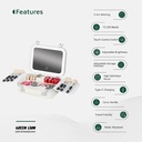 Green Lion Fest Makeup Bag with Lighted Mirror 72 LED Beads Touch Control 2000mAh Battery Adjustable Brightness Travel Friendly Water Resistant |GL-MR14||GNFSMAKBGPK|