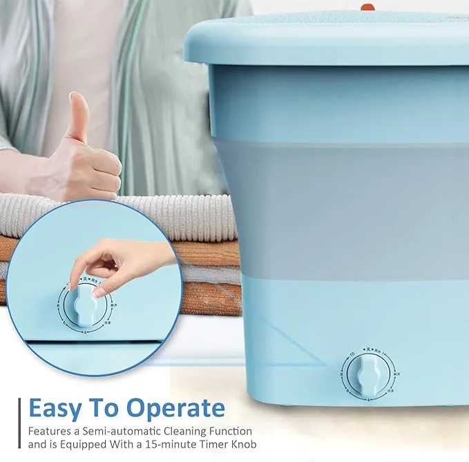 Ghaith and Qalby Etmaan Portable Washing Machine Compact Foldable Energy Saving Mini Washer for Travel Dorms and Small Spaces