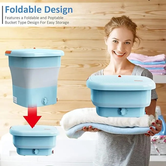 Ghaith and Qalby Etmaan Portable Washing Machine Compact Foldable Energy Saving Mini Washer for Travel Dorms and Small Spaces