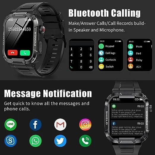 🚨 DISPLAY PIECE 🚨 7MD Smart Watch 1.85" Touch Screen, Smartwatch for Android & iPhones , IP68 Waterproof Outdoor Sports Fitness Tracker with Heart Rate