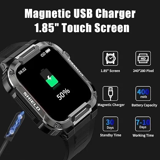 🚨 DISPLAY PIECE 🚨 7MD Smart Watch 1.85" Touch Screen, Smartwatch for Android & iPhones , IP68 Waterproof Outdoor Sports Fitness Tracker with Heart Rate