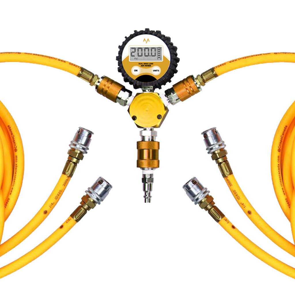 7MD Dual Sided Long Air Hoses Tire Inflation Deflation Equalizer System for 4 Tires Off Road Car Maintenance