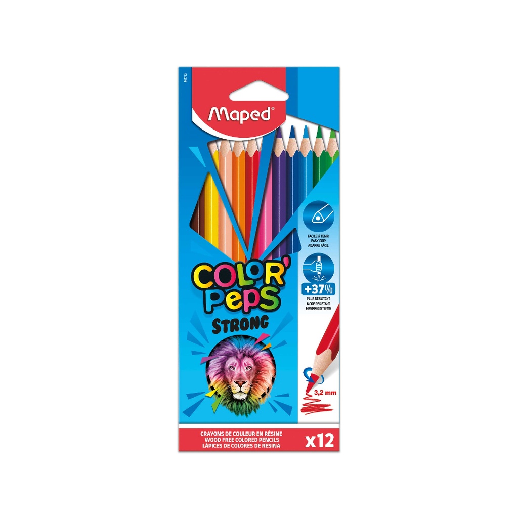 Ghaith and Qalby Etmaan Maped Color'Peps Break Resistant Triangular Colored Pencils Set of 12 for Kids Drawing Coloring