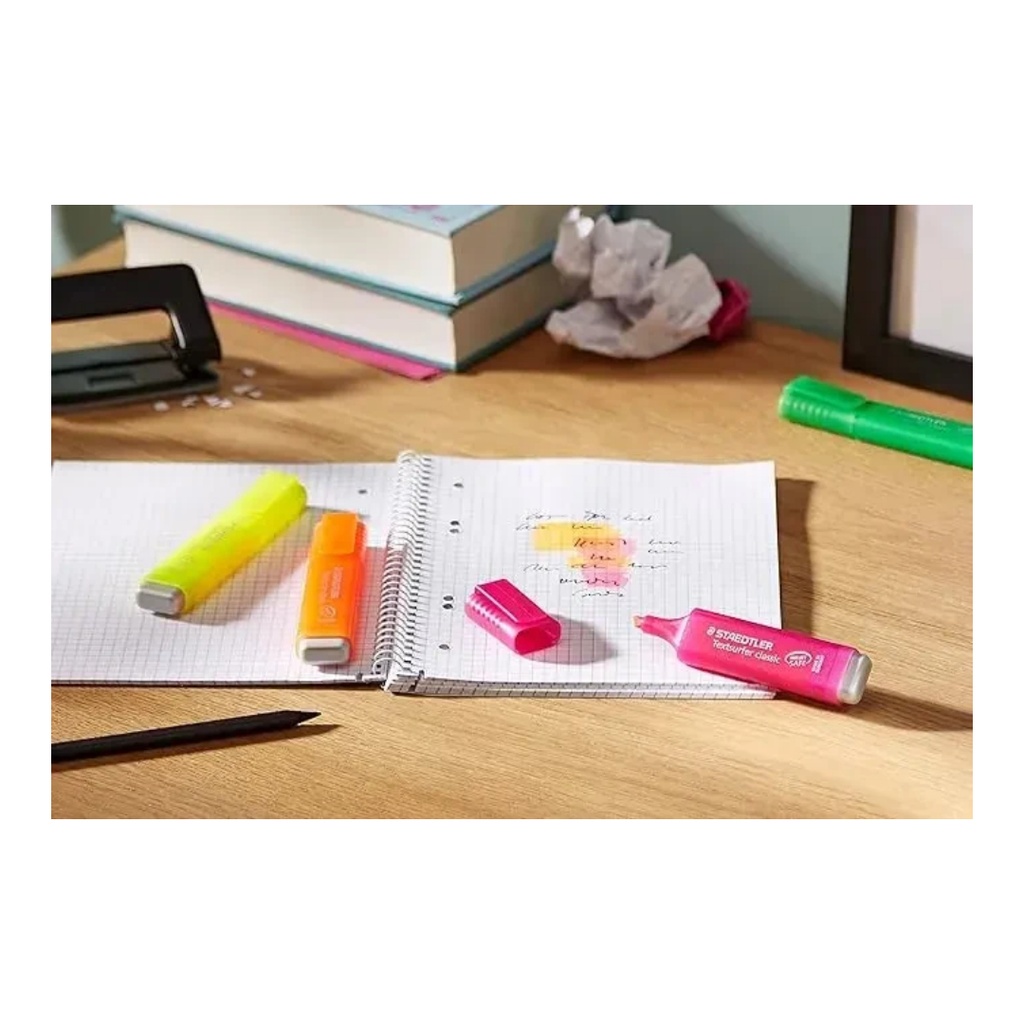 Ghaith and Qalby Etmaan STAEDTLER Textsurfer Classic Highlighter Set Pack of 4 Rainbow Colors Quick Dry Chisel Tip