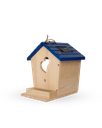 Ghaith and Qalby Etmaan Wooden Birdhouse with Solar Lights for Outdoor Trees Natural Sidr Wood Blue Roof Heart Shaped Vent