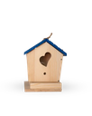 Ghaith and Qalby Etmaan Wooden Birdhouse with Solar Lights for Outdoor Trees Natural Sidr Wood Blue Roof Heart Shaped Vent