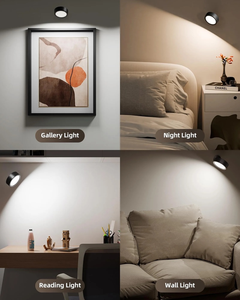 EZVALO LED Wall Mounted Light Indoor Rechargeable Dimmable Sconce with Touch and Remote Control (Pack of 3) |EZL2404A|