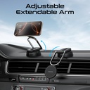 Promate MagNeo 15W Wireless Charging Mount Cradleless MagSafe Compatible Car Charger Adjustable Arm Dashboard Windshield Mount