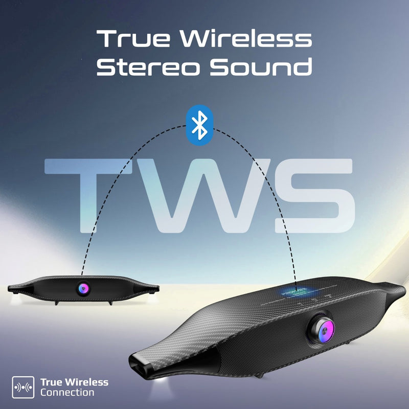 Promate Delta X Wireless RGB Soundbar 20W Quad Speaker BassBoost with Mic USB Flash Support 30 Hour Playtime Bluetooth 5.4