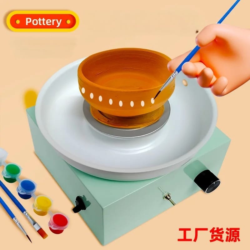 Children Pottery Machine Electric DIY Clay Toy for Kids Ages 6+ DouAini Mini Pottery Wheel with Metal Body Adjustable Speed F1-2