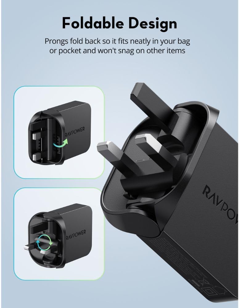 RAVPower PD Pioneer 35W USB C Wall Charger Fast Charging Adapter with GaN Technology for iPhone iPad Samsung Travel Friendly