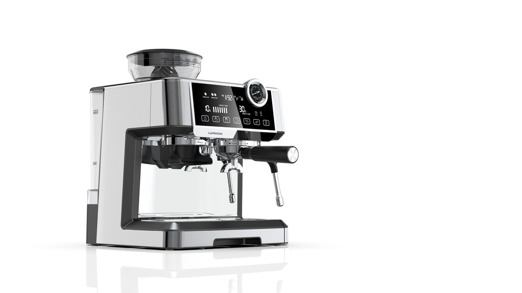 LePRESSO Dual Boiler Espresso Machine with Conical Grinder 19 Bar Pressure Adjustable Milk Frother Cup Warmer for Home and Professional Use (LP030-LPCFFM0030)