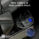Promate 65W Car Organizer Charging Station with USB C and Lightning Retractable Cables Multi Port Charger with Storage for Cars - CarMate-RPD