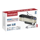 Promate 65W Car Organizer Charging Station with USB C and Lightning Retractable Cables Multi Port Charger with Storage for Cars - CarMate-RPD