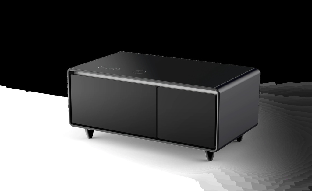 Powerology Fridge Coffee Table with 93L Mini Fridge Bluetooth HiFi Speaker Wireless Charging and USB Ports - Black (P93CTFBK)