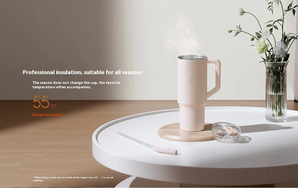 Xiaomi Mijia 1L Stainless Steel Vacuum Straw Cup with Tritan Lid and Thermal Insulation for Hot and Cold Drinks |MJXGB01RM|