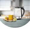 7MD Electric Kettle Transparent Glass 1.7 Liter Fast Boil LED Light 2200W Corded Water Boiler (Model: 7MD-5807B-GS)