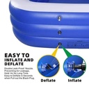 Inflatable Swimming Pool Full Sized for Kids 244 x 144 x 49 cm 300 Gallon Capacity BPA Free with Air Pump Rounded Corners Wide Side Walls Drain Valve