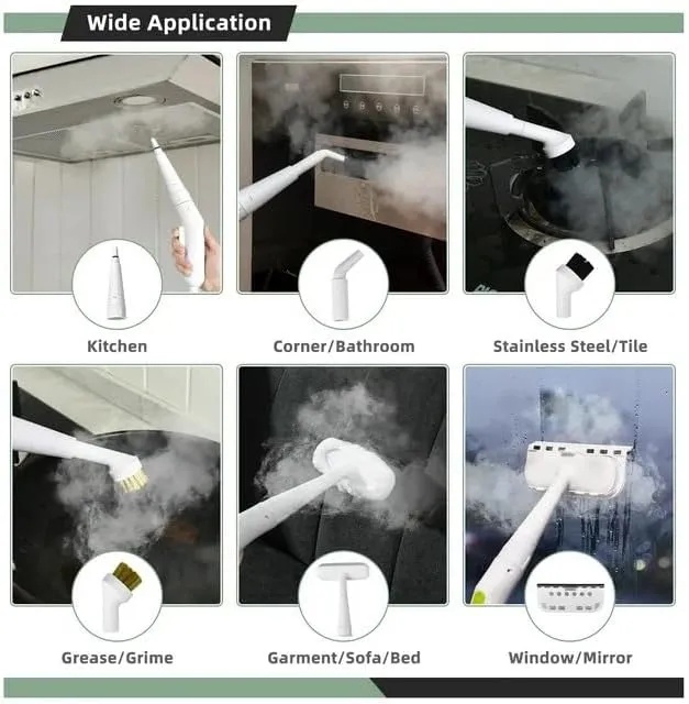7MD Steam Cleaner 1000W Handheld Pressurized Steamer with 300ml Water Tank 3 Bar Steam Pressure and 12 Accessories for Multipurpose Cleaning |7MD-9097|