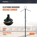 Porodo Lifestyle Clothing Bukhour Incense Burner Stand, Stable Tripod Base, Hanger Hook Design, Sturdy Non-Skid Base, 186CM Height, Incense Ventilation Holes, Smart Design (Black)  - LFS115|