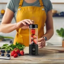 Powerology 6 Blade Portable Juicer 450mL 126W Rechargeable USB Type C Blender with Dual 2500mAh Battery Stainless Steel Ice Crushing Blades Borosilicate Glass Container |PN6BPJBK|