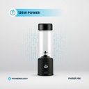 Powerology 6 Blade Portable Juicer 450mL 126W Rechargeable USB Type C Blender with Dual 2500mAh Battery Stainless Steel Ice Crushing Blades Borosilicate Glass Container |PN6BPJBK|