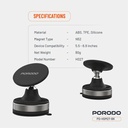 Porodo Vacuseal Smart Suction Magnetic Phone Mount N52 Magnet Adjustable Viewing Angle Strong Suction Base for Smartphones 5.5 to 6.9 Inches | PD-HSM27-WH/BK |