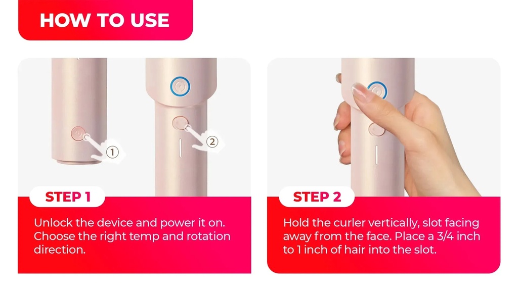 TYMO CURLGO - Cordless Auto Curling Iron 1 Inch Ceramic Barrel with T-GLOSS Coating | 759041280444 |