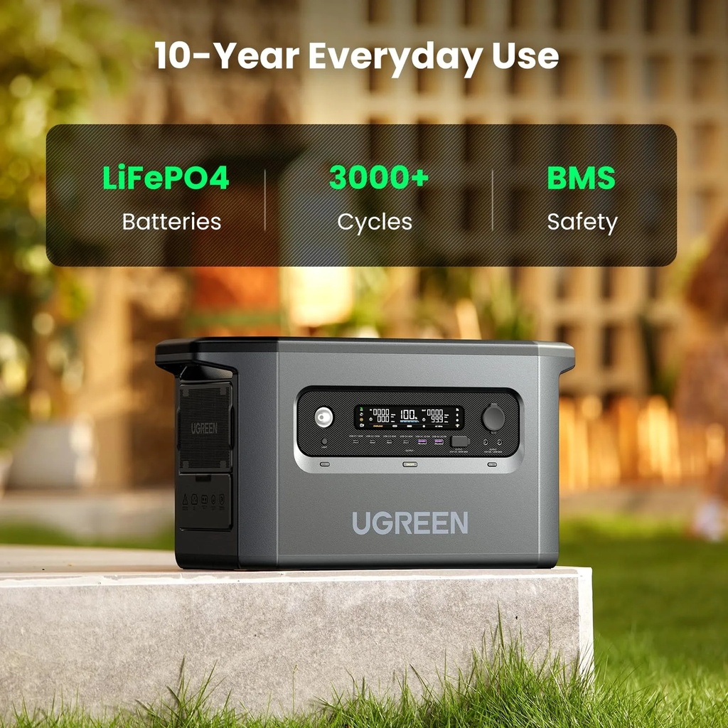 UGREEN Power Station 2048Wh 2300W EV Rated LiFePO4 Portable Generator Fast Charge 1.5H Solar Car Anderson DC Backup Power- GS2200