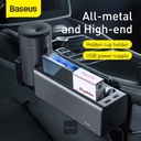 Baseus Deluxe Metal Armrest Console Organizer Dual USB Power Supply Retractable Cup Holder Car Center Console Storage Compact Metal ABS Design | CRCWH-A01 |