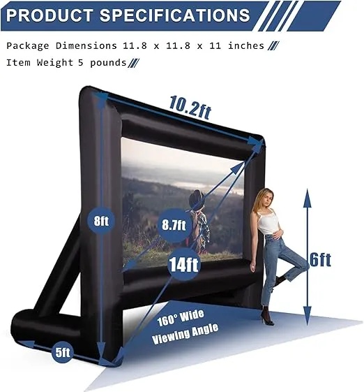 INFLATABLE OUTDOOR'S MOVIE'S & SERIES PROJECTOR SCREEN WITH PORTABLE STORAGE BAG