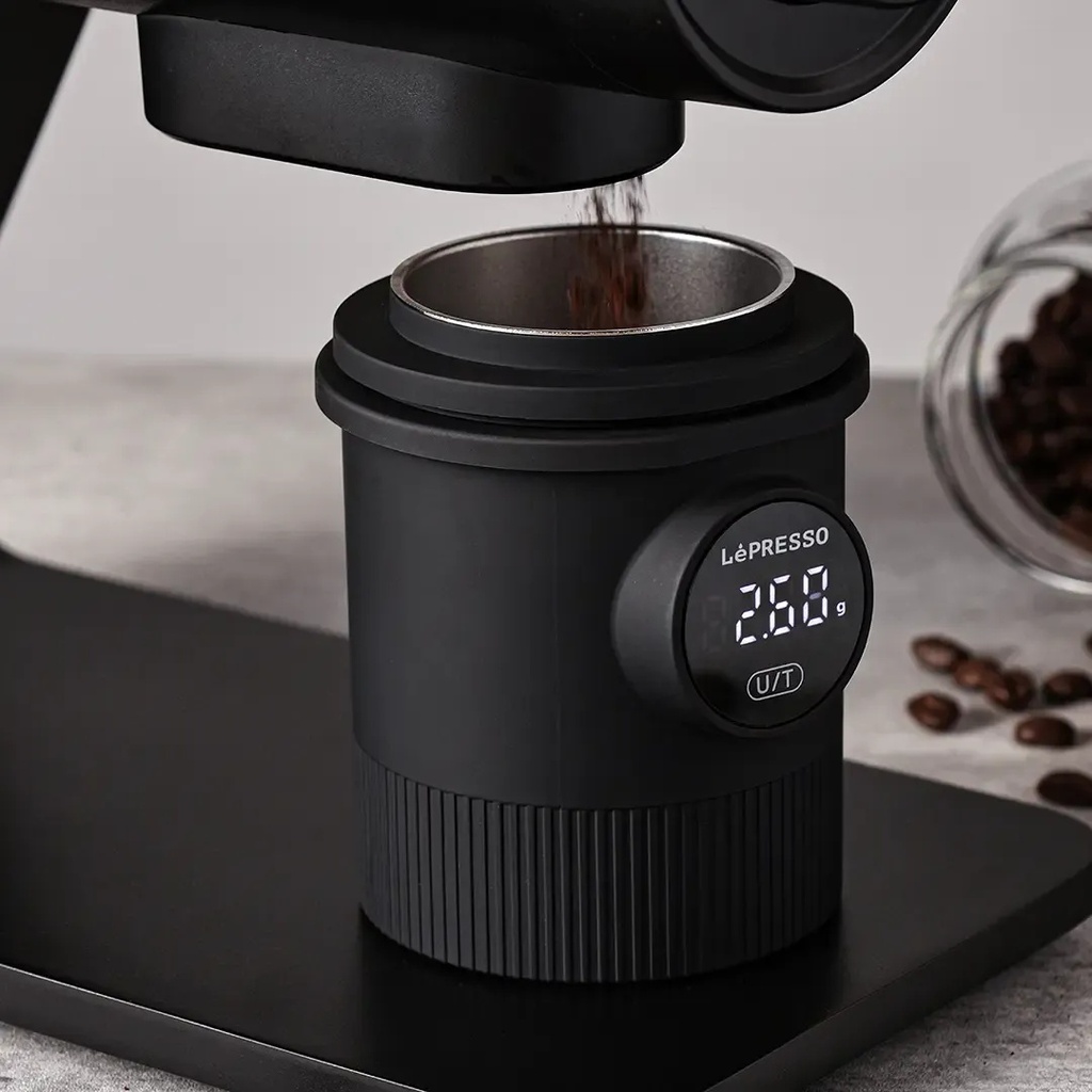 Lepresso Smart Dosing Cup 500g 0.1g Precision Digital Coffee Scale Cup with USB‑C Rechargeable Portafilter Compatible | LPCFFM0044BK |