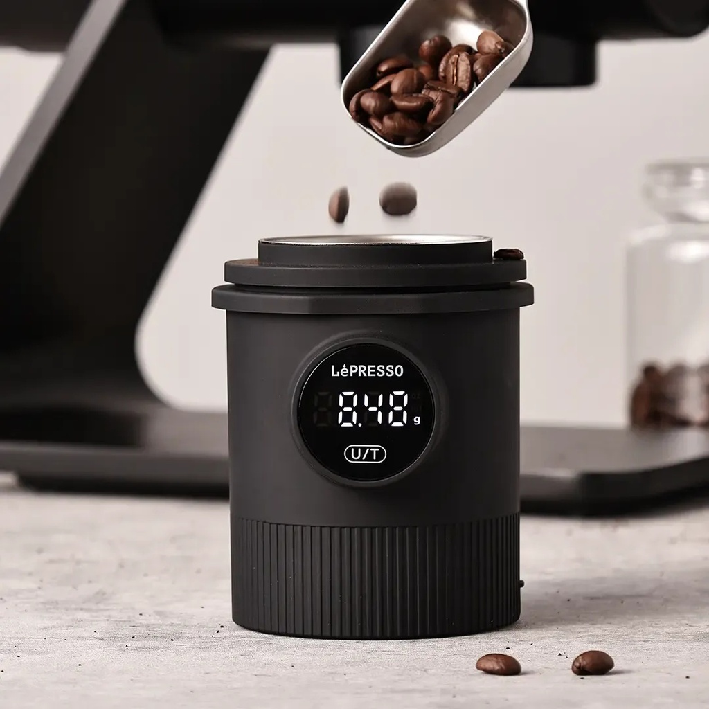 Lepresso Smart Dosing Cup 500g 0.1g Precision Digital Coffee Scale Cup with USB‑C Rechargeable Portafilter Compatible | LPCFFM0044BK |