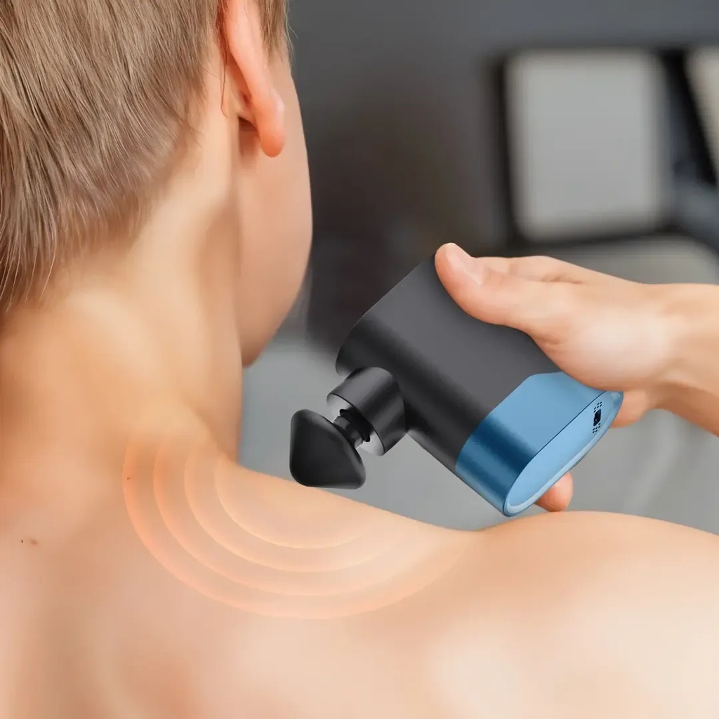 Powerology Ultra Mini Travel Massager 750 mAh Portable Muscle Relief 40 W Low Noise 4.5 Hr Runtime Type‑C Rechargeable 3 Speed 4 Massage Heads | SM011 | PSM011 |