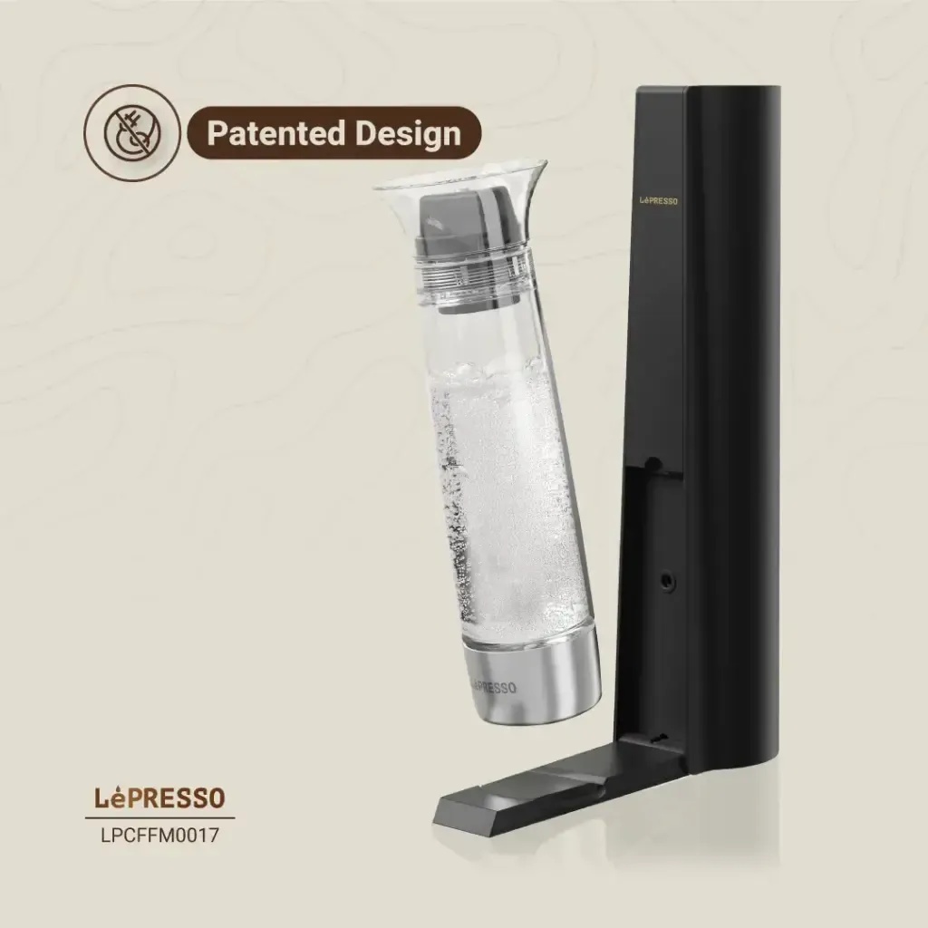 Lepresso Carbonator Instant Sparkling Water 800mL Portable CO2 Bottle Fizzing System Efficient Durable Compact