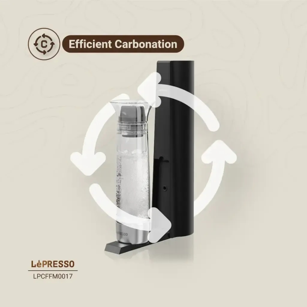 Lepresso Carbonator Instant Sparkling Water 800mL Portable CO2 Bottle Fizzing System Efficient Durable Compact