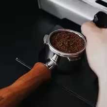 54mm Bottomless Coffee Portafilter with 3 Ears – Wooden Handle, Compatible with Most Espresso Machines