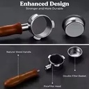54mm Bottomless Coffee Portafilter with 3 Ears – Wooden Handle, Compatible with Most Espresso Machines
