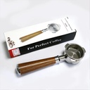 54mm Bottomless Coffee Portafilter with 3 Ears – Wooden Handle, Compatible with Most Espresso Machines