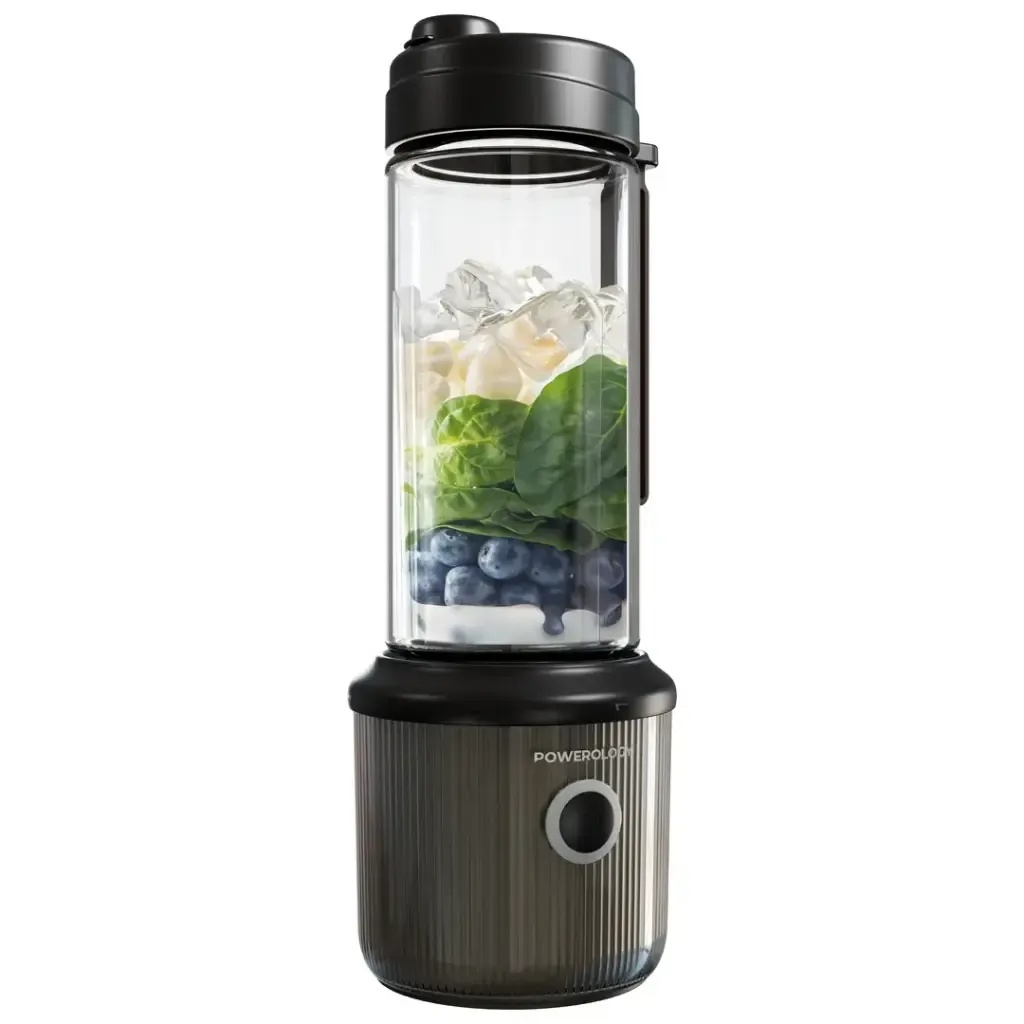 Powerology Press & Refresh Portable Blender – 126W Motor, 16,500 RPM, USB‑C Fast Charge, Dual 2500mAh Battery, 450mL | PSM013BK | PSM013WH |