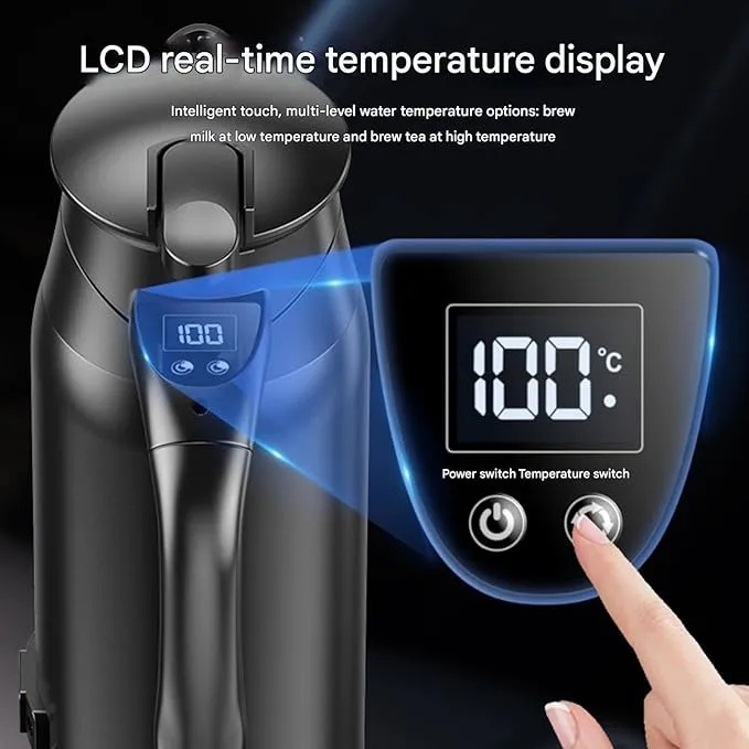 7MD Car Electric Kettle – 12V/24V DC Portable Travel Boiler with LCD Display | 800ML 304 Stainless Steel | Adjustable Temperature 55–100°C | Fast Heating for Tea, Coffee, Milk – Outdoor Use