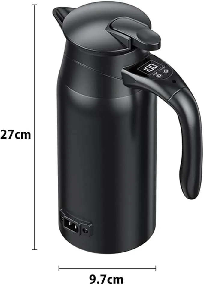 7MD Car Electric Kettle – 12V/24V DC Portable Travel Boiler with LCD Display | 800ML 304 Stainless Steel | Adjustable Temperature 55–100°C | Fast Heating for Tea, Coffee, Milk – Outdoor Use